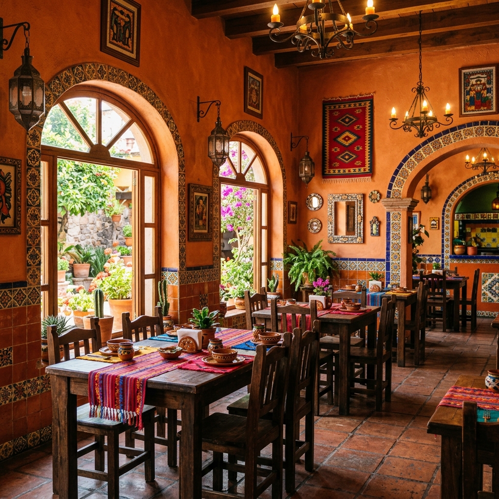 Saborcitos Latinos warm and inviting restaurant interior in San Fernando CA